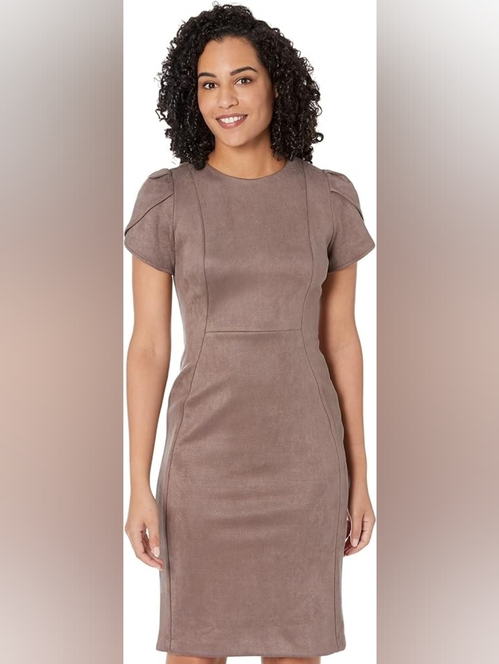 Calvin Klein Suede Cocoa Sheath Dress, Sz. 14
